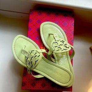 Tory Burch Miller Sandal Naplak Leather - Meadow Mist color